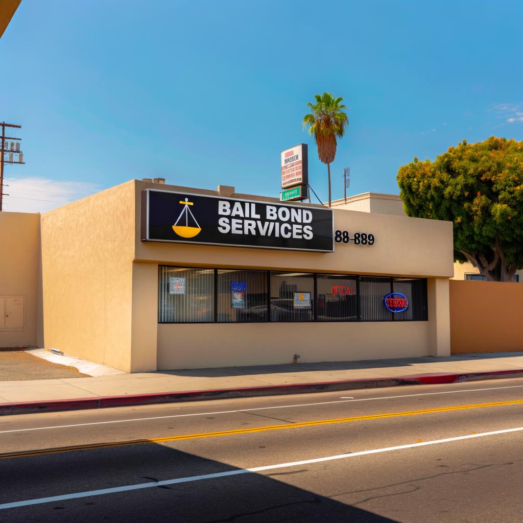 Sign advertising BAIL BONDS services with contact information