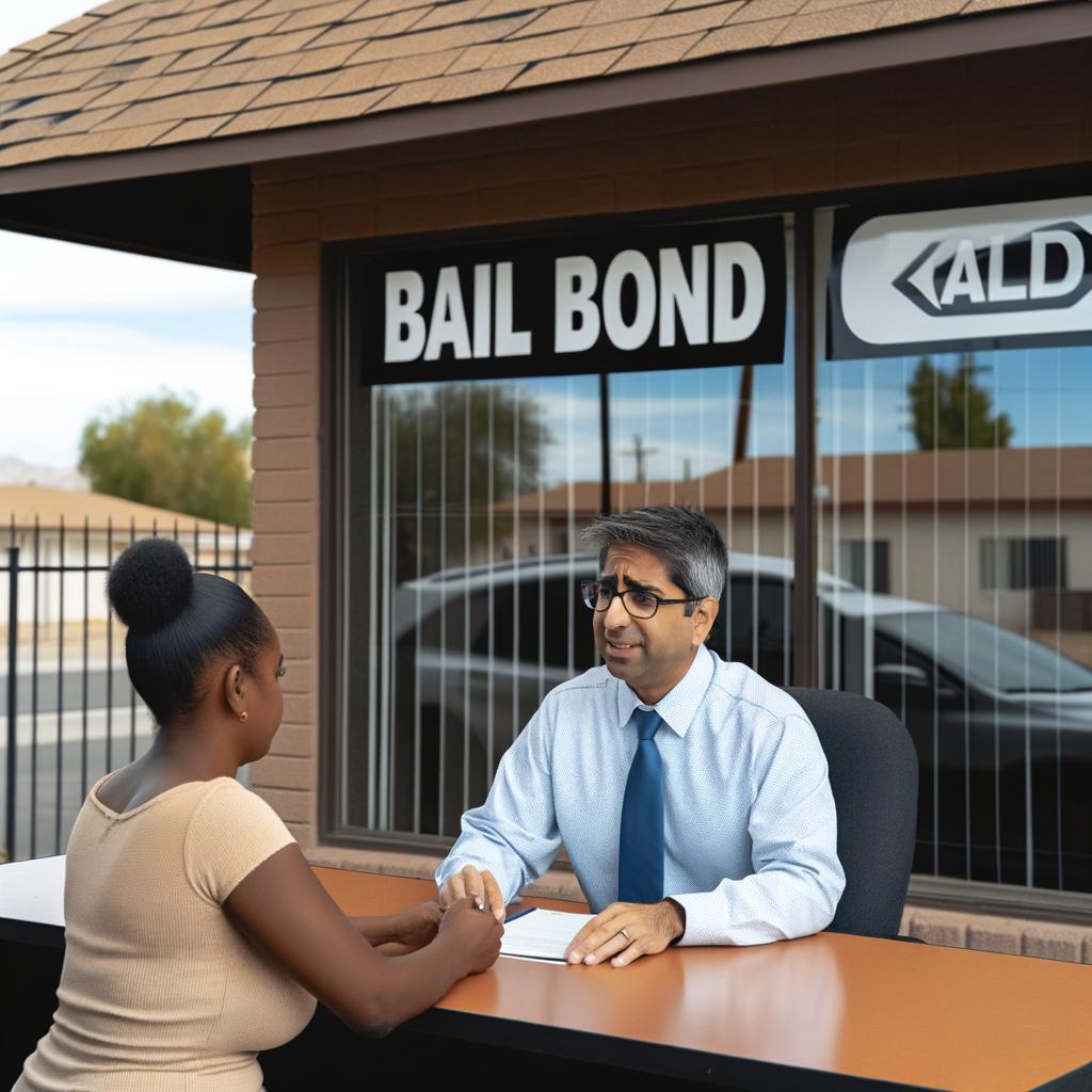 Signage for a BAIL BONDS agency offering 24/7 service