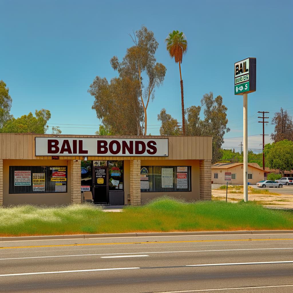 BAIL BONDS sign on agency storefront